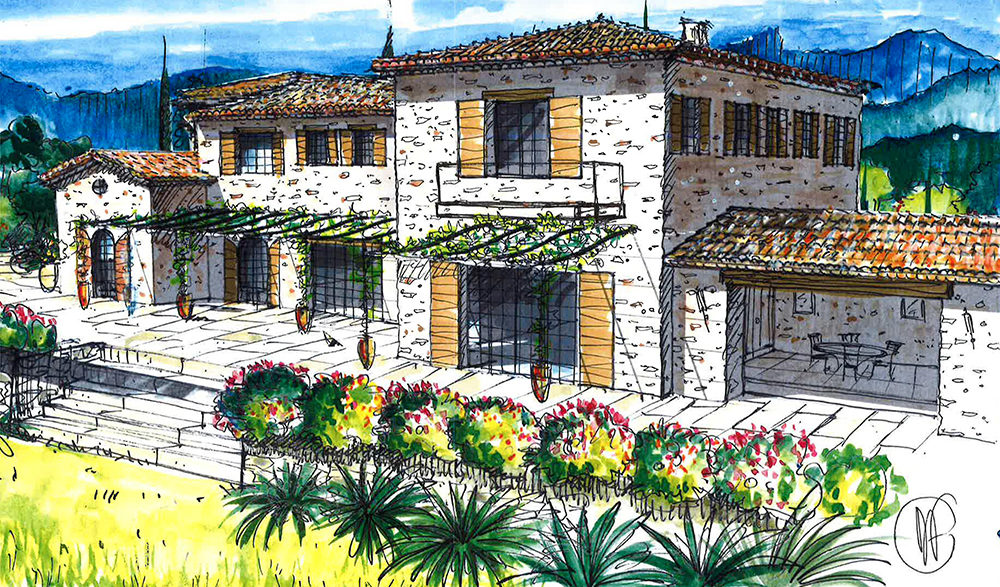 projet-architecture-jardin-villa-dessin